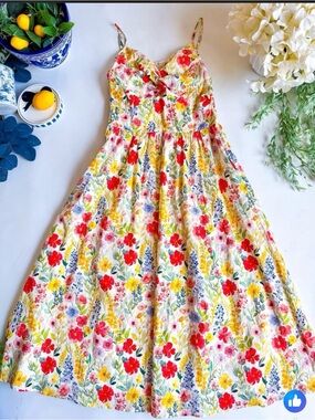 Floral Sundress - Red & Yellow Floral Print New tried on 1 time